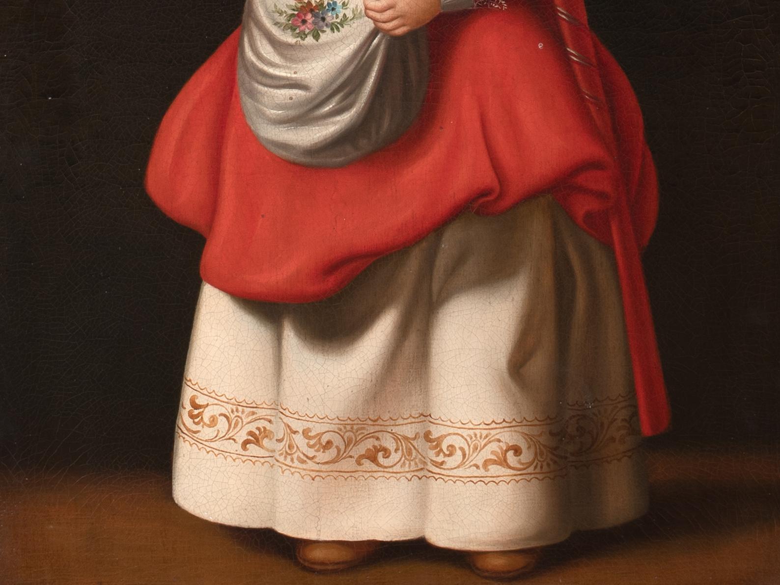 Retrato de corte de una niña del siglo XVII, óleo sobre lienzo  English School en venta 6