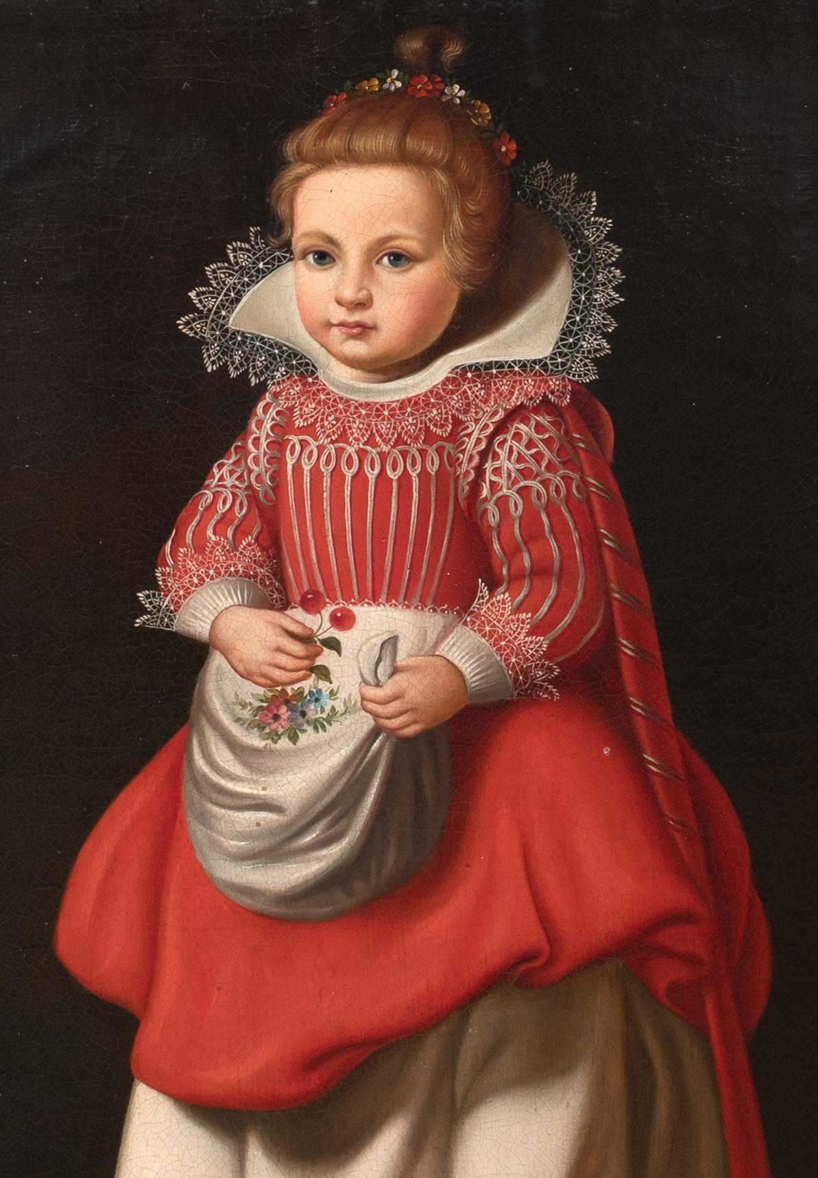 Retrato de corte de una niña del siglo XVII, óleo sobre lienzo  English School en venta 1