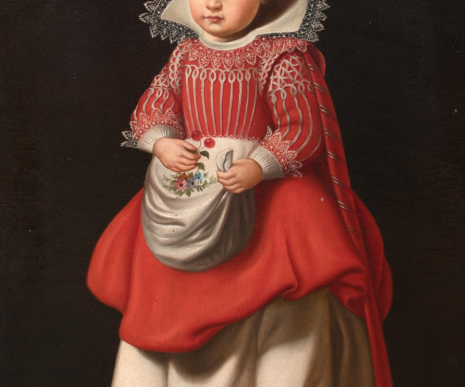 Retrato de corte de una niña del siglo XVII, óleo sobre lienzo  English School en venta 2