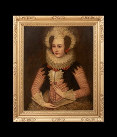 Court Portrait Of Lady Chandos, Frances Brydges (nee Clinton) (1552-1623)