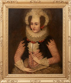 Court Portrait Of Lady Chandos, Frances Brydges (nee Clinton) (1552-1623)