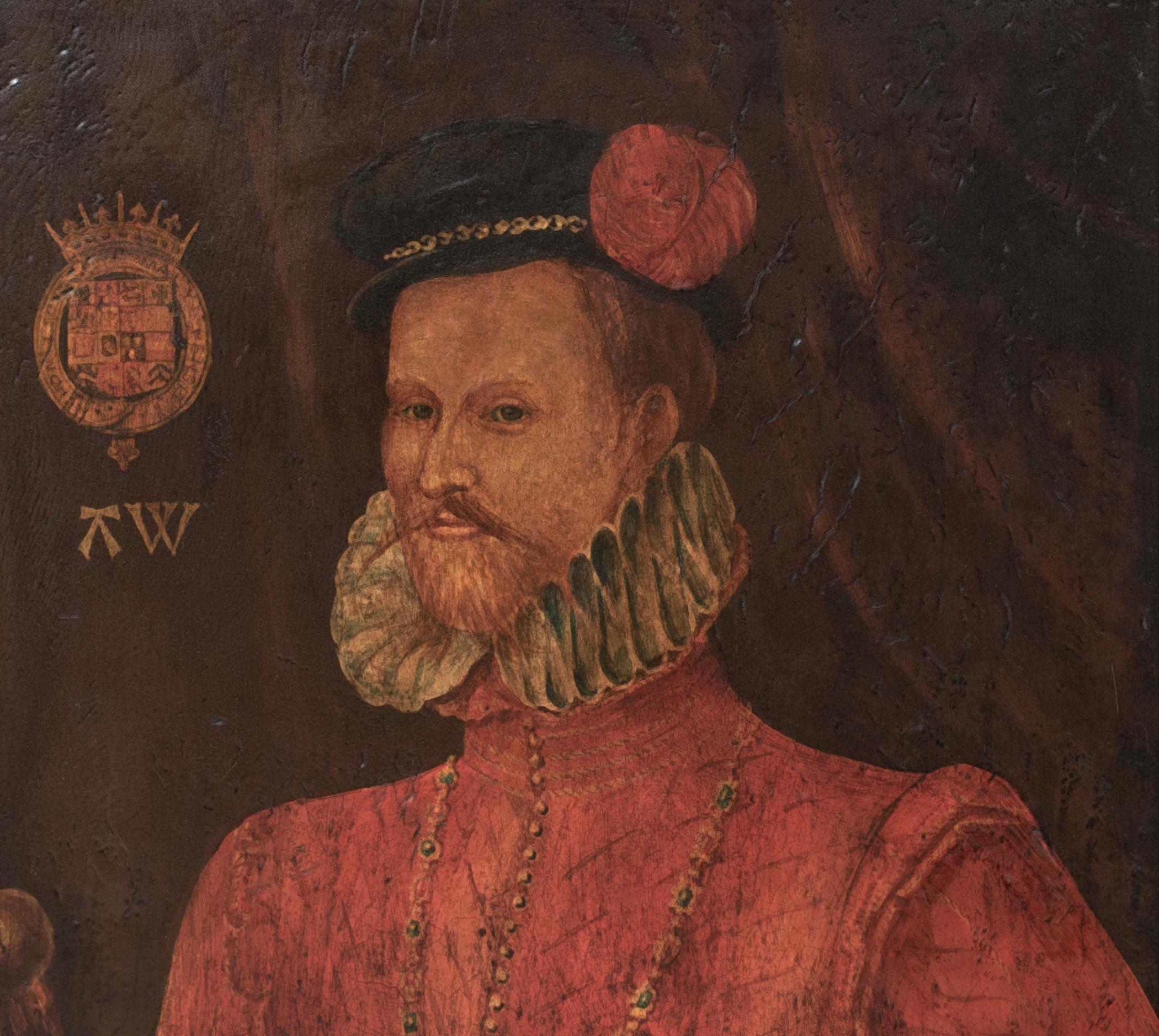 Court Portrait Of Robert Dudley, 1st Earl Of Leicester (1532-1588) Elizabethan - Brown Portrait Painting by Unknown