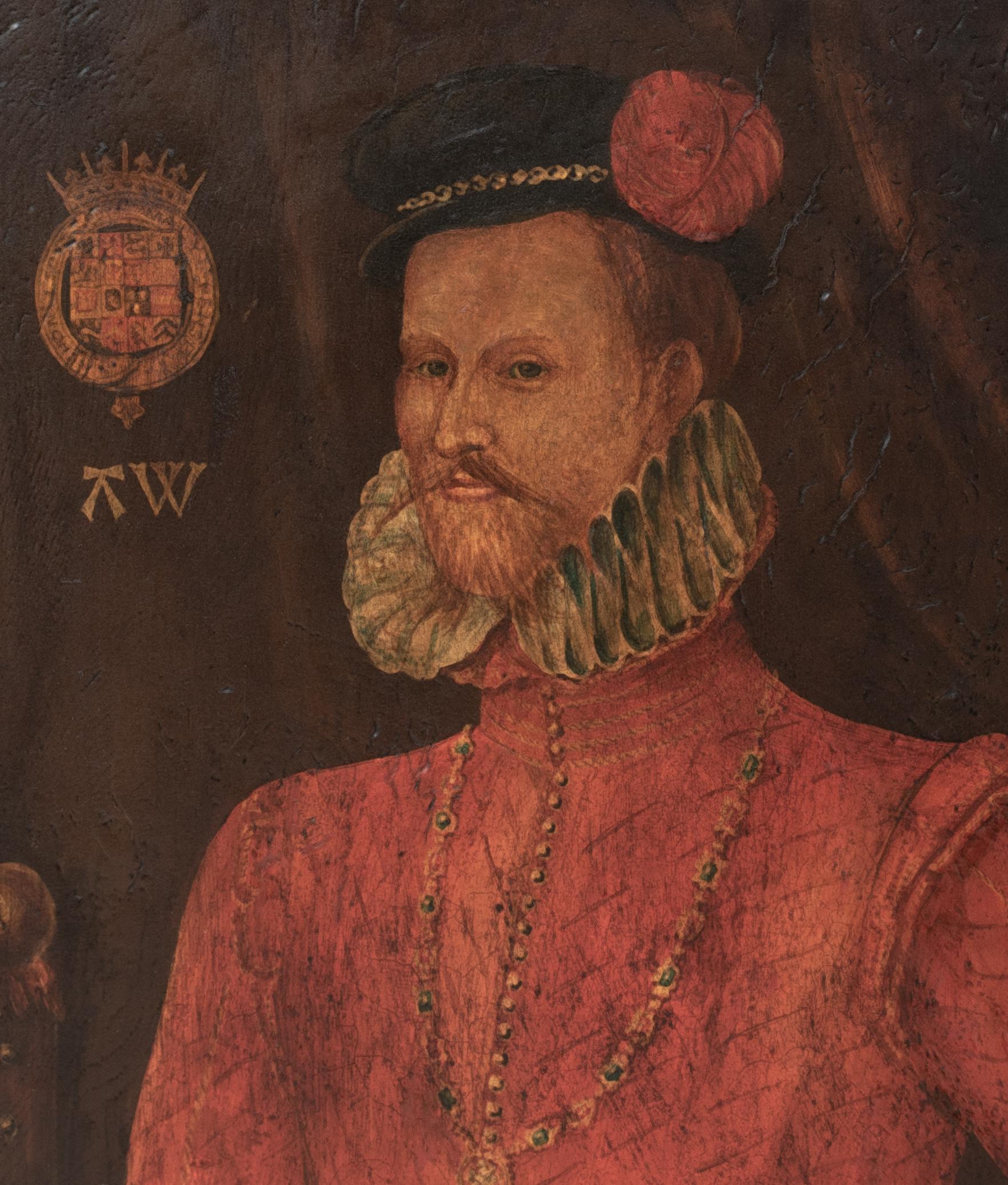 Court Portrait Of Robert Dudley, 1st Earl Of Leicester (1532-1588)

English School Oil On Panel

Large antique portrait of Robert Dudley, 1st earl of Leicester, oil on panel. Good quality and condition for its age profile portrait of Dudley a court