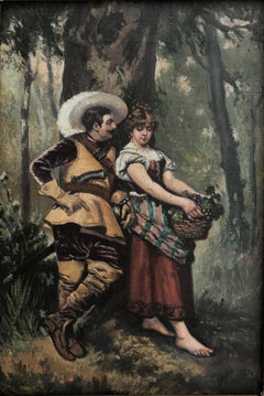 Courtship in the Forest French Romantic School XIX century oil on canvas
