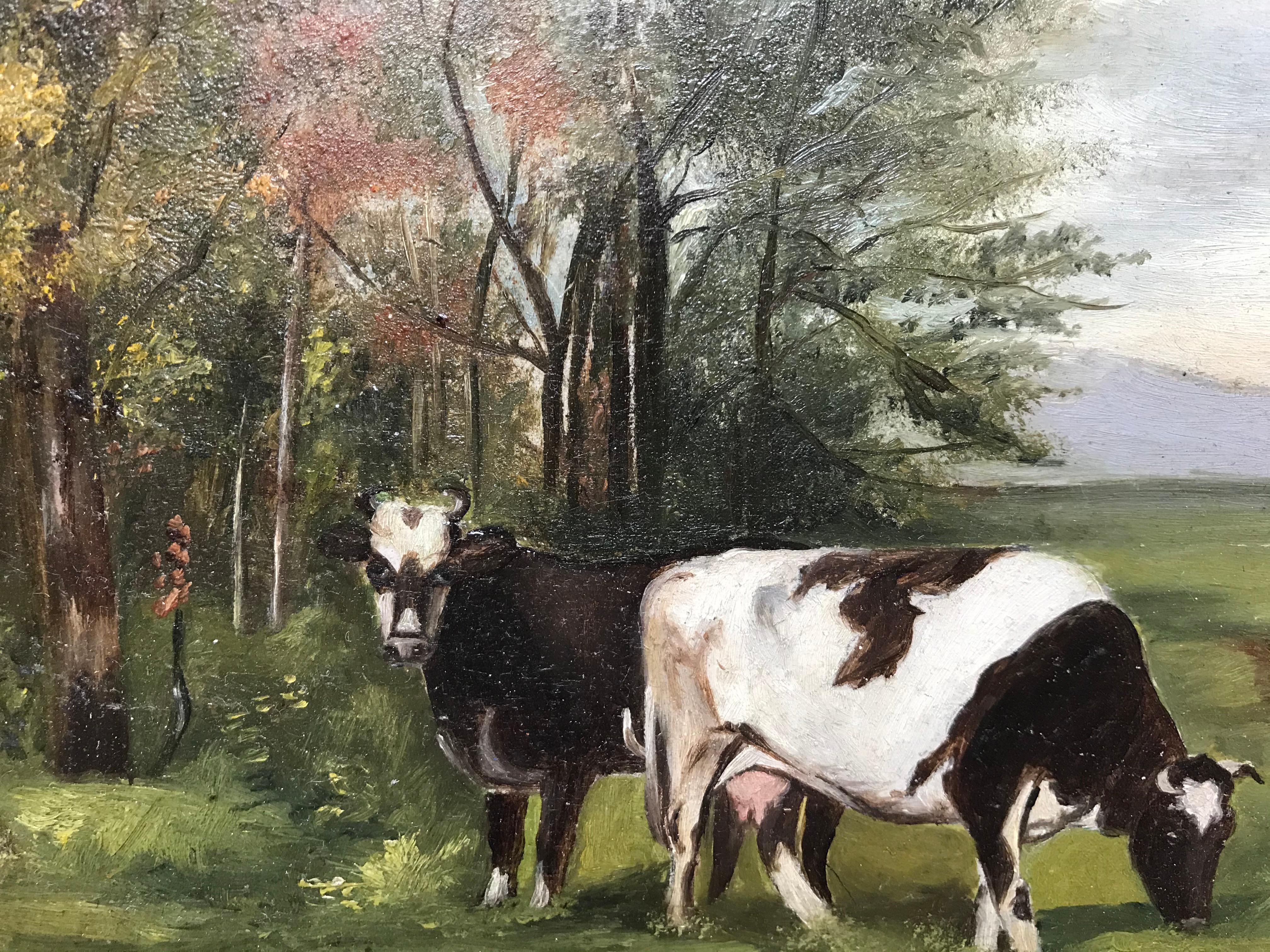 Cows Grazing - Painting by Unknown