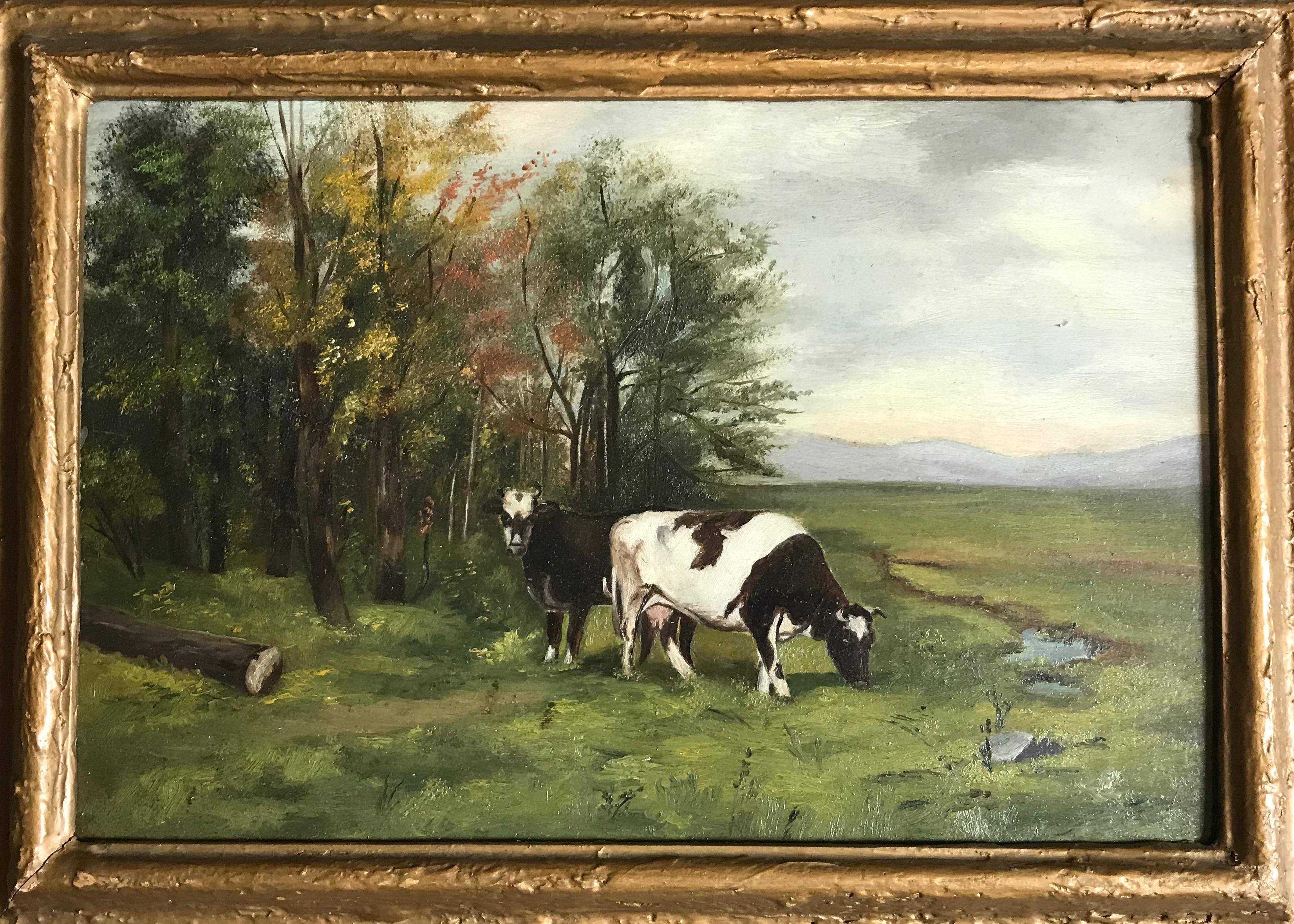 Unknown Animal Painting - Cows Grazing