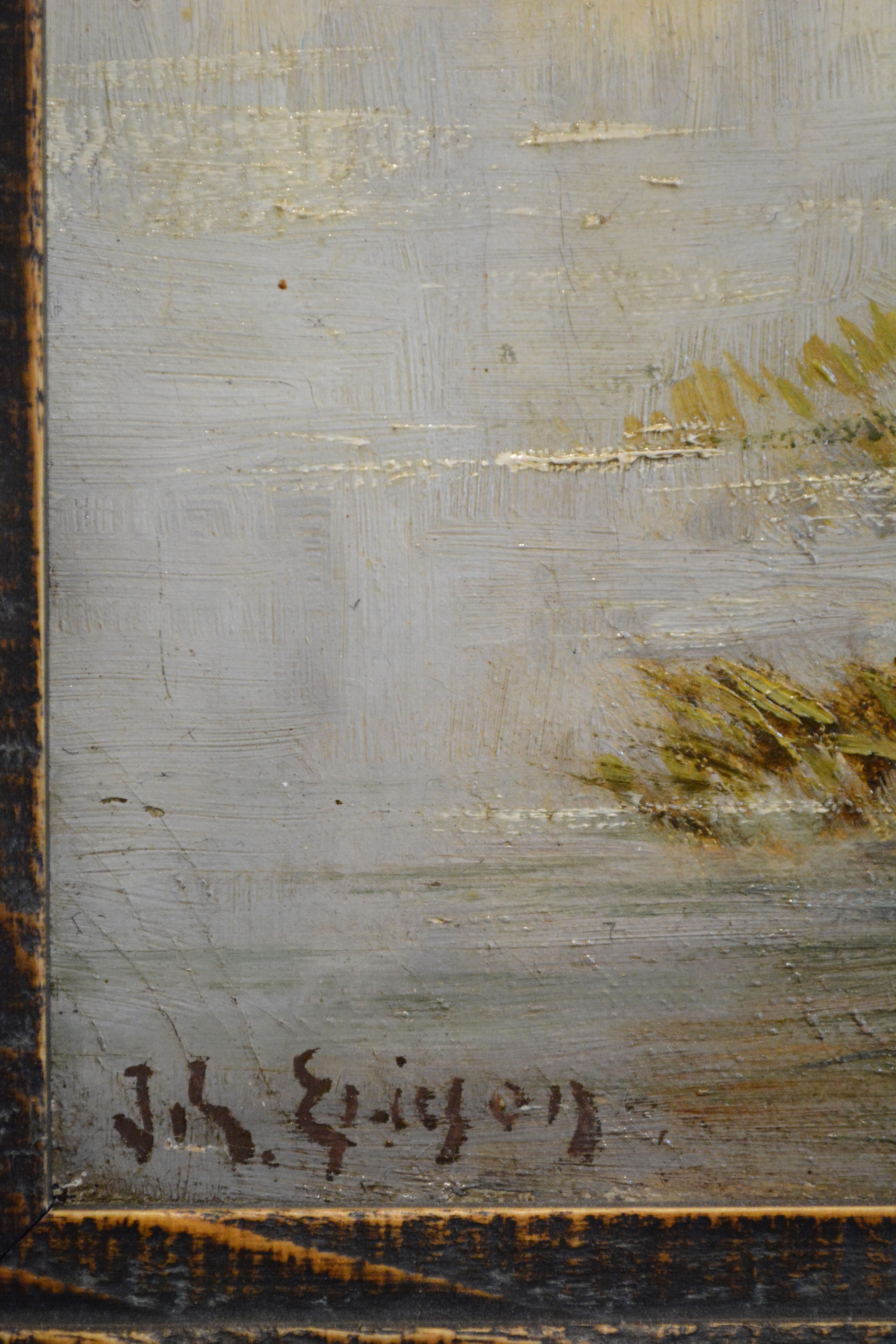 If anyone would like to do the research on the painter “J. Ericson” who signed this wonderful late 19th-century painting of cows grazing in a swamp, you might find they were really notable – because the skill level is so high. There’s a unique style