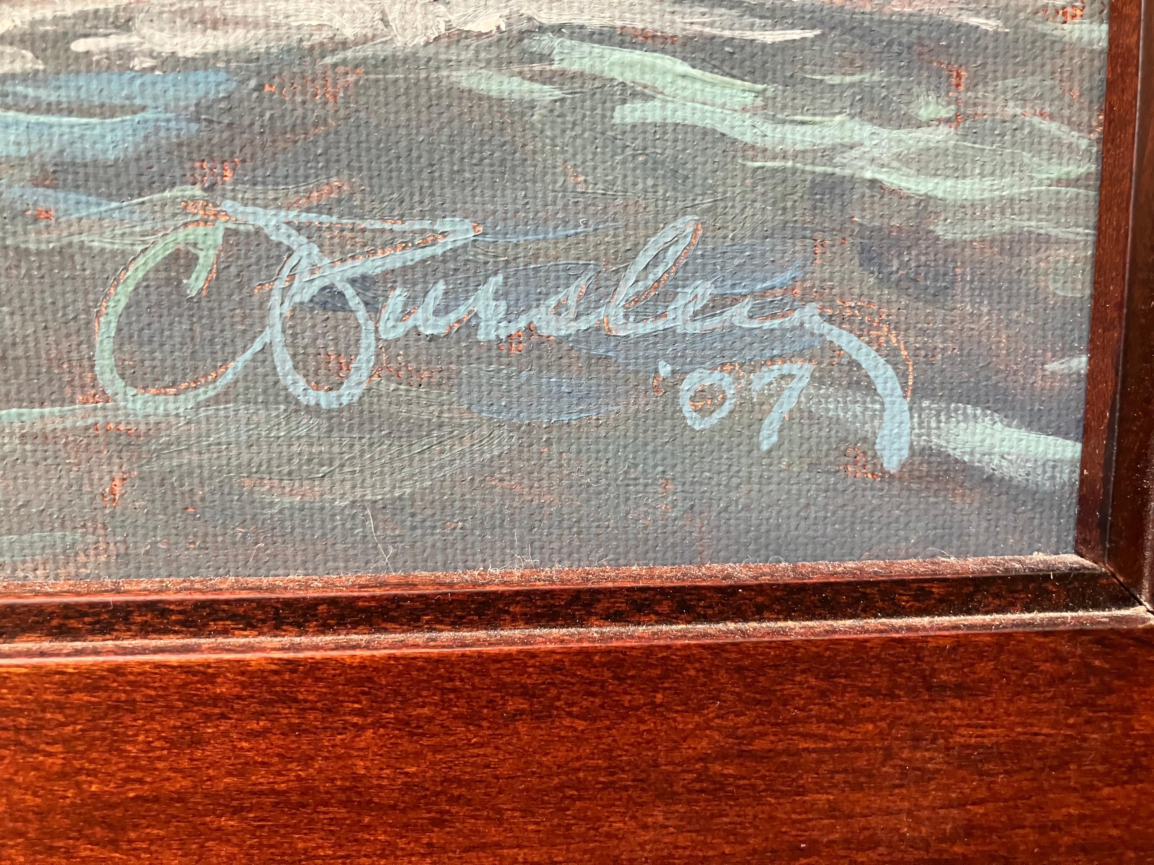 Craig Pursley ist ein Künstler, der hauptsächlich in Kalifornien und New England arbeitet. Er wurde 1954 geboren und ist offensichtlich ein unglaublich talentierter Künstler. Das Detail  dieses Gemäldes ist unglaublich. Er hat Auktionsrekorde von