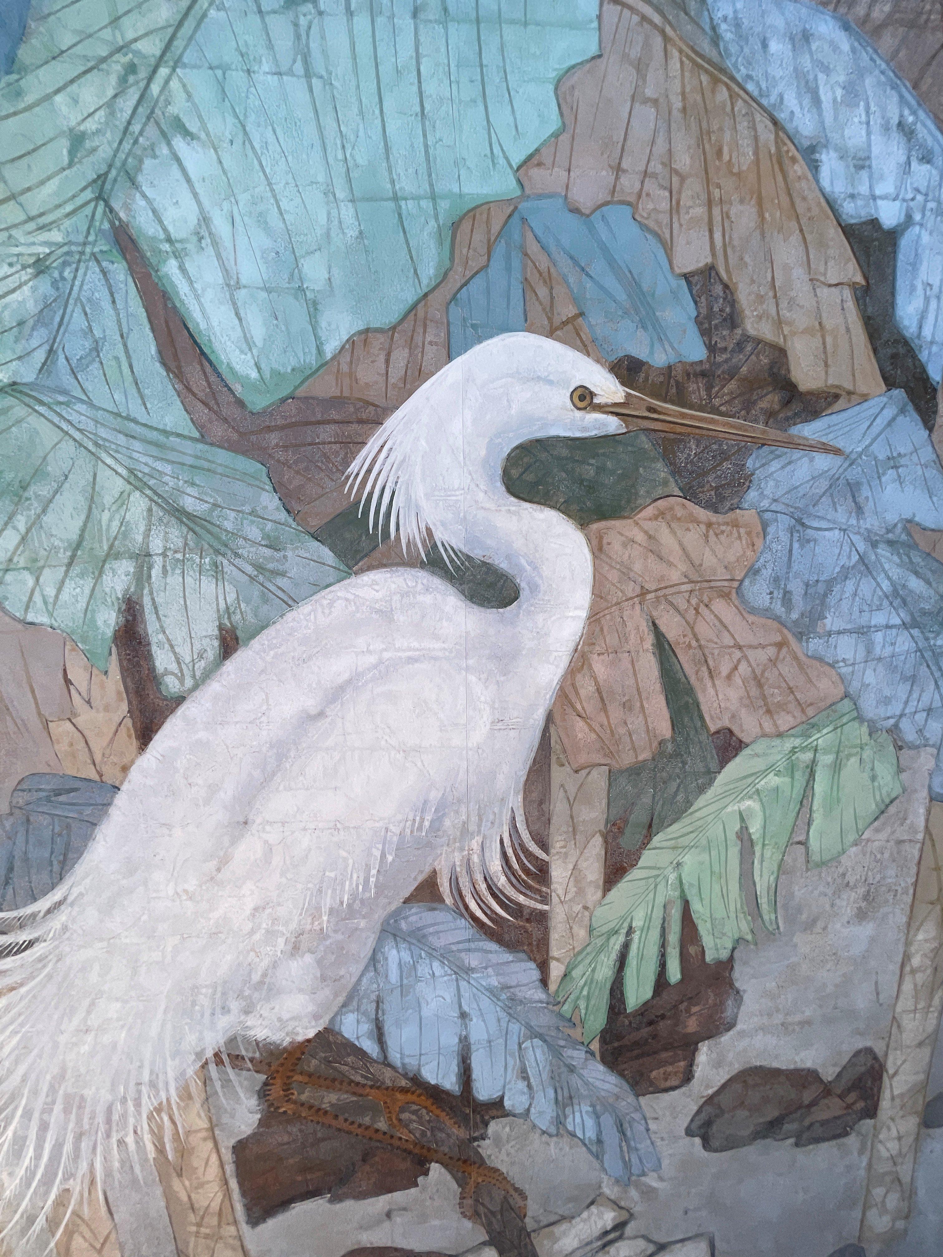 white bird painting