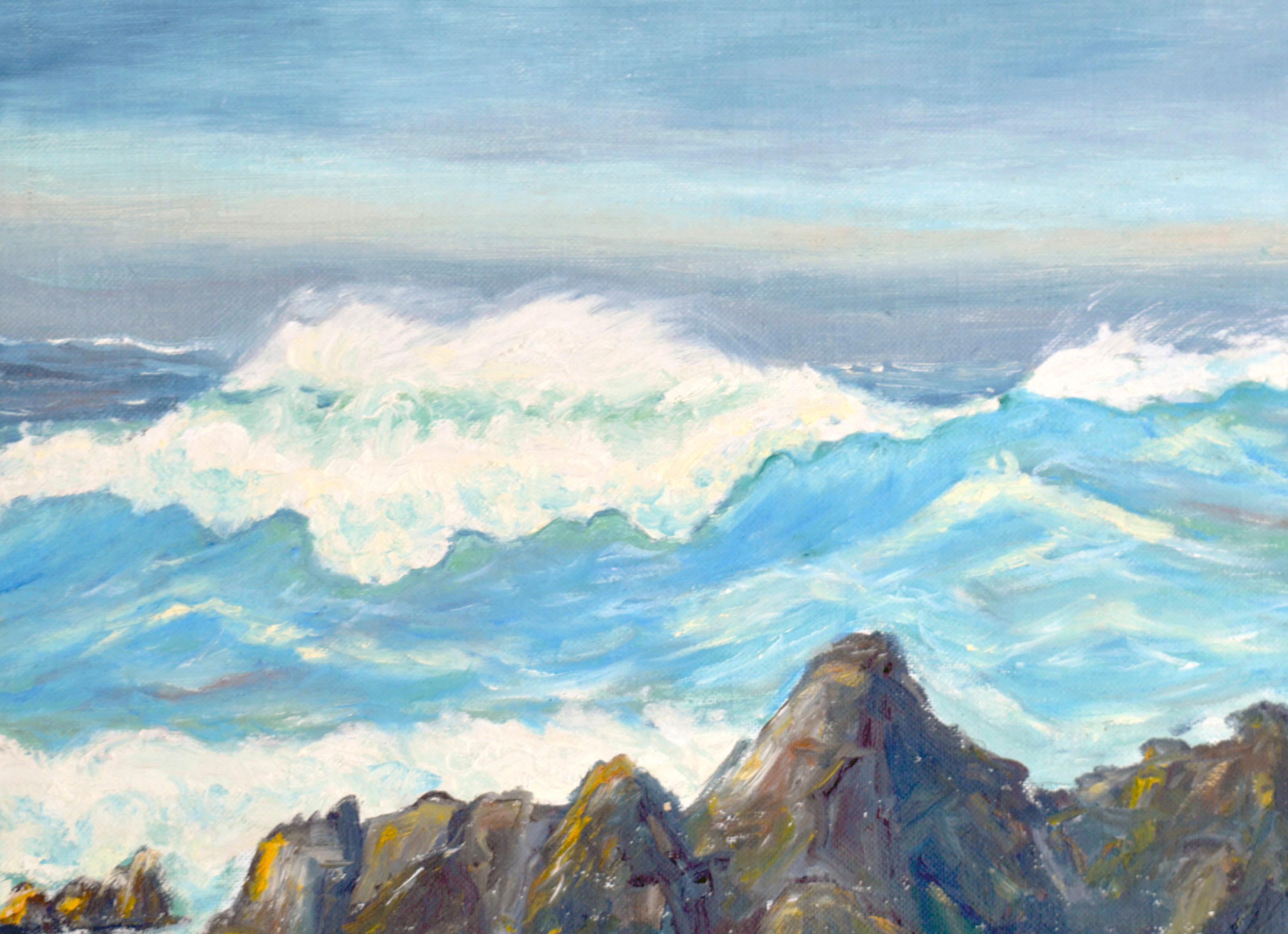 Crashing Waves - Mid Century Seascape  - Painting by Unknown