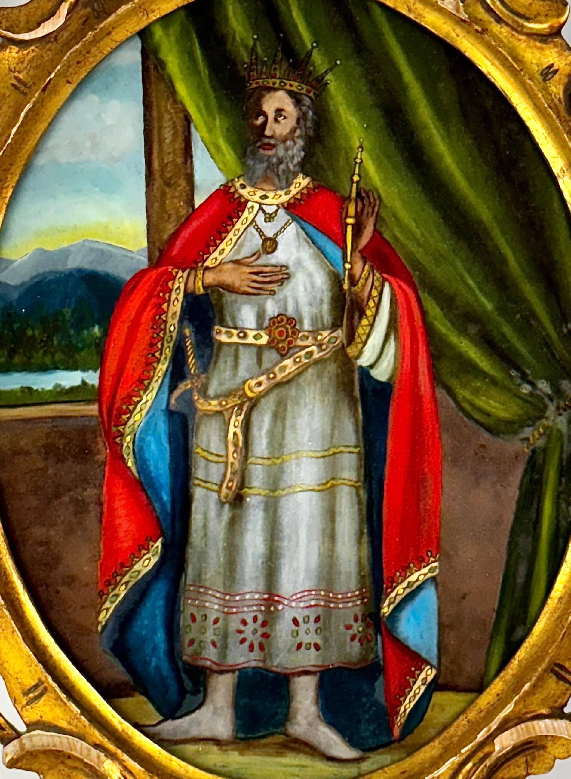 CRISTAL PINTADO - REY - CORNUCOPIA MADERA - SIGLO XIX. – Painting von Unknown
