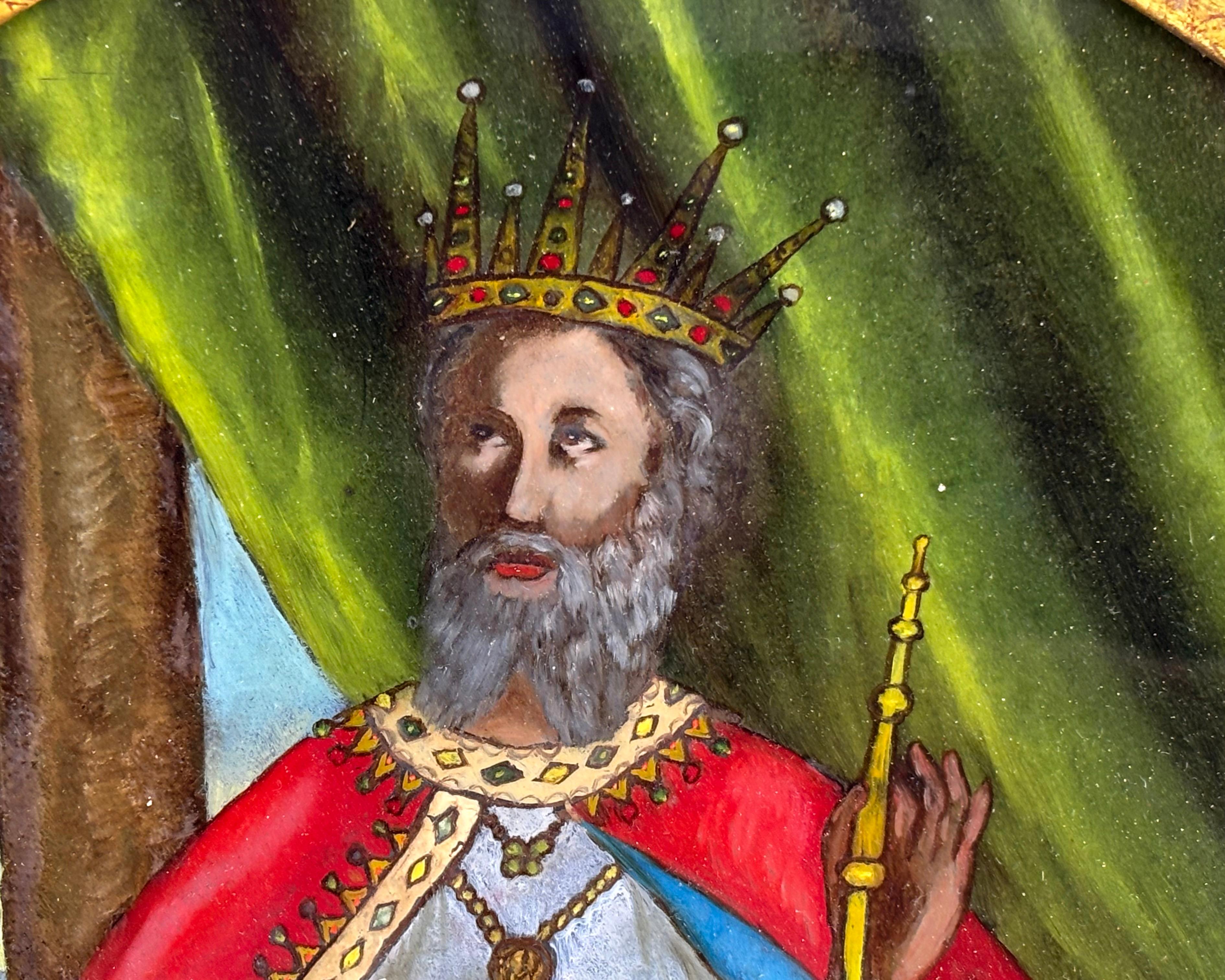 CRISTAL PINTADO - REY - CORNUCOPIA MADERA - SIGLO XIX. (Expressionismus), Painting, von Unknown