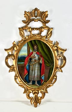 CRISTAL PINTADO - REY - CORNUCOPIA MADERA - SIGLO XIX.