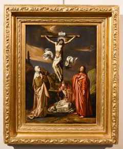 Crucifixion Paint Oil on table Old master 17th Century Flemish Rubens Christ Art