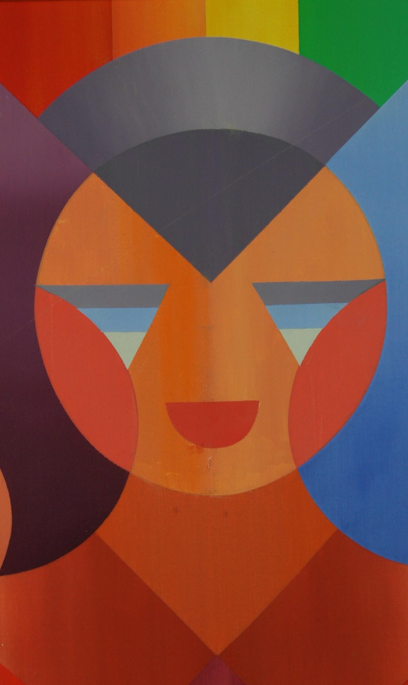 Cubic  Astratto colorato  Pittura ad olio figurativa - Abstract Painting Marrone di Unknown