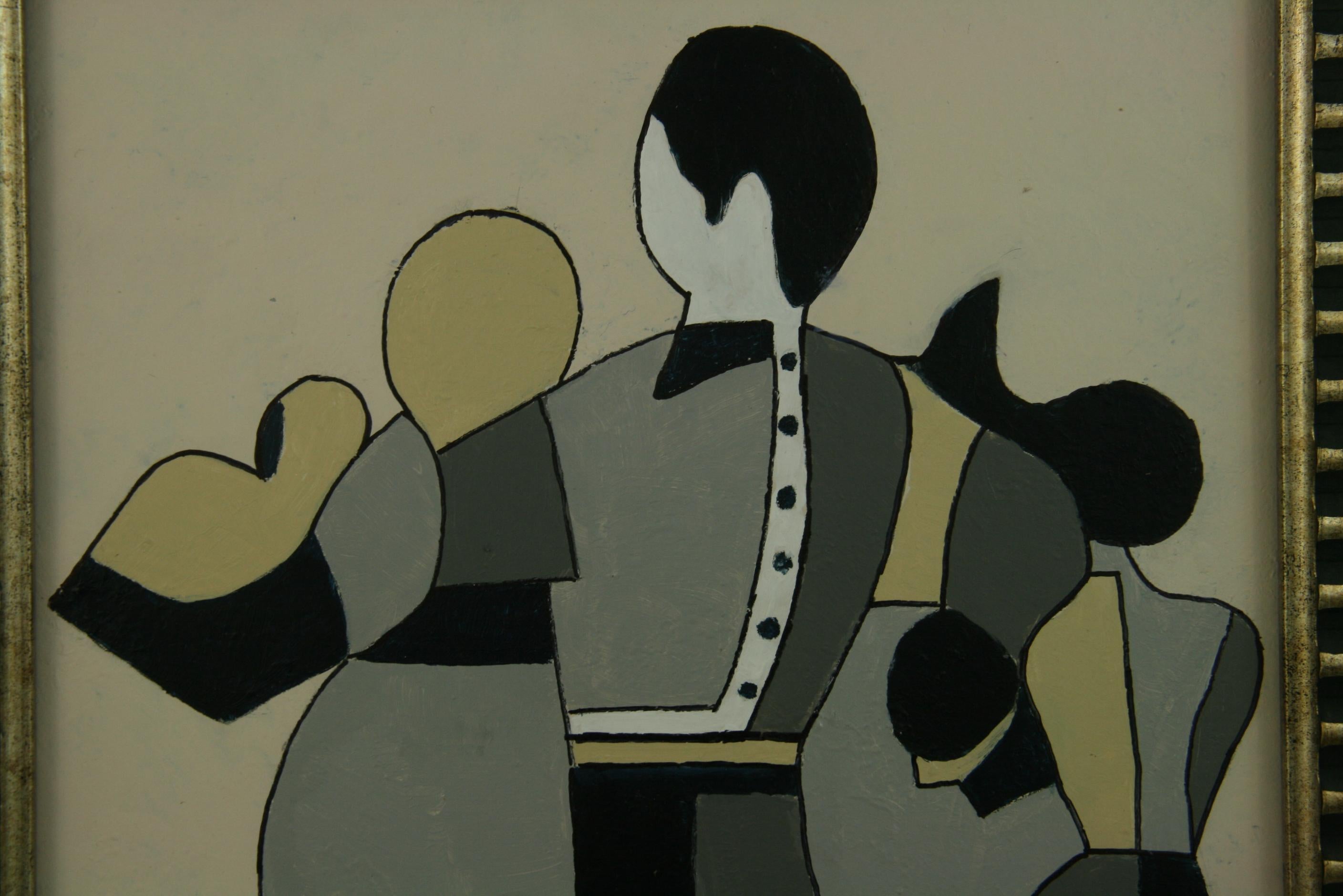 Cúbico  Familia Figurativa Tonos de Gris   Pintura - Abstract Painting Beige de Unknown