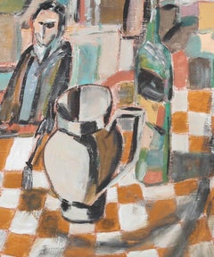 Cubist 20th Century Oil - At The Bistro