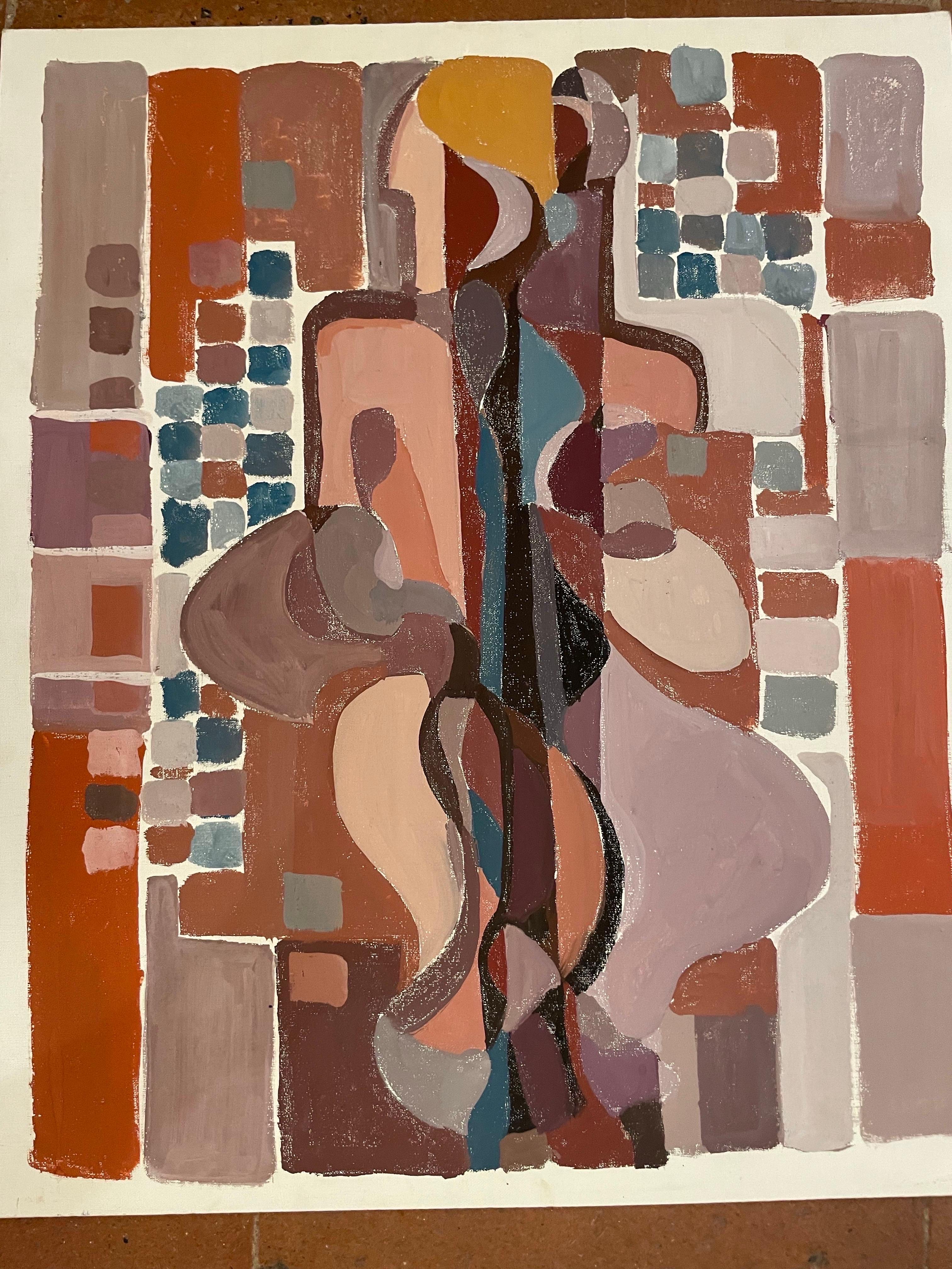 Cubist-Inspired Abstract Composition with Hidden Female Profile – circa 1970 1