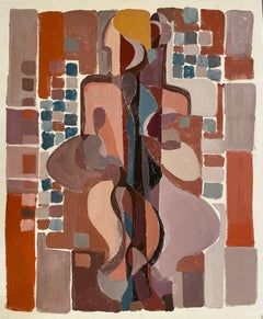Cubist-Inspired Abstract Composition with Hidden Female Profile – circa 1970