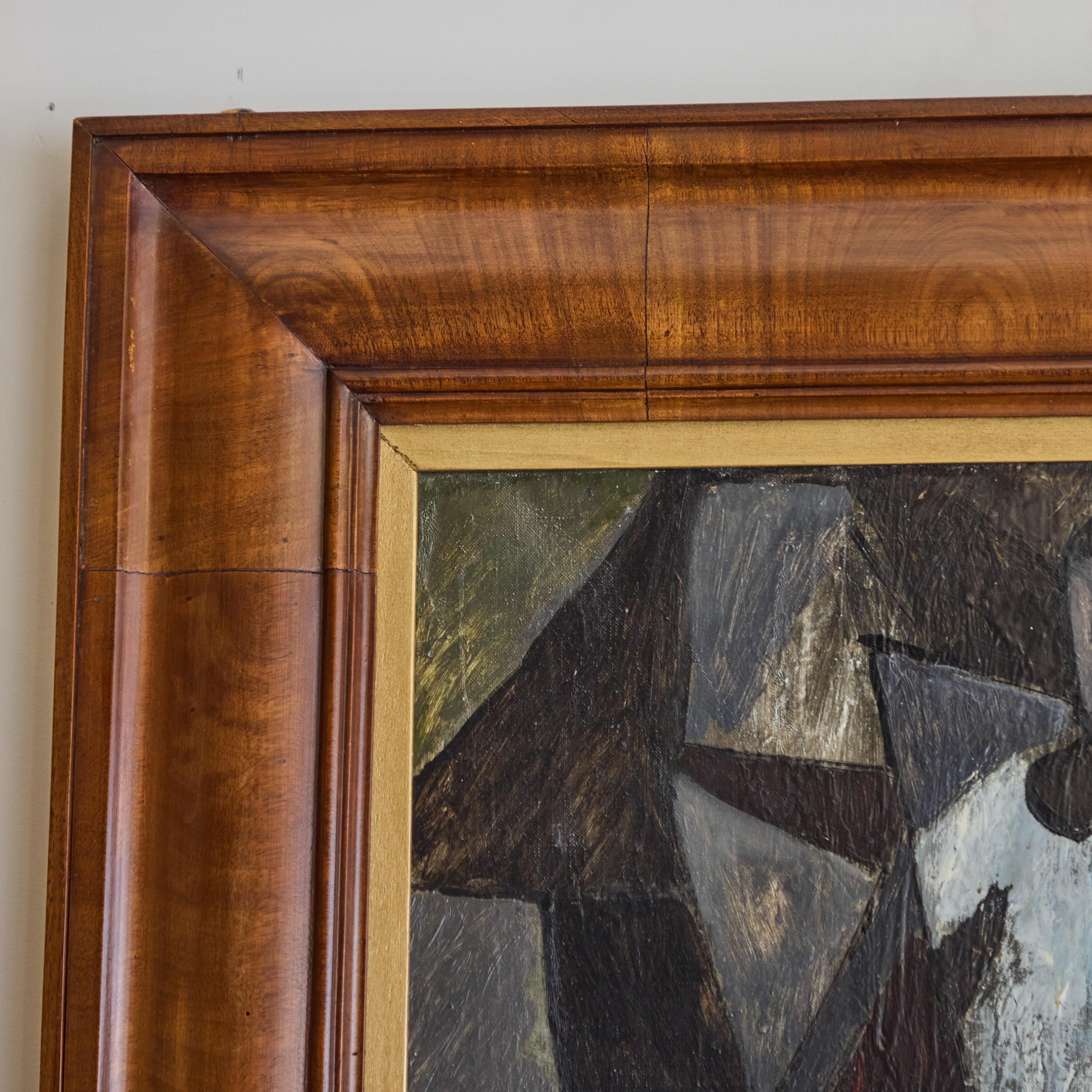 Quadro cubista olio su tela - Abstract Painting Marrone di Unknown