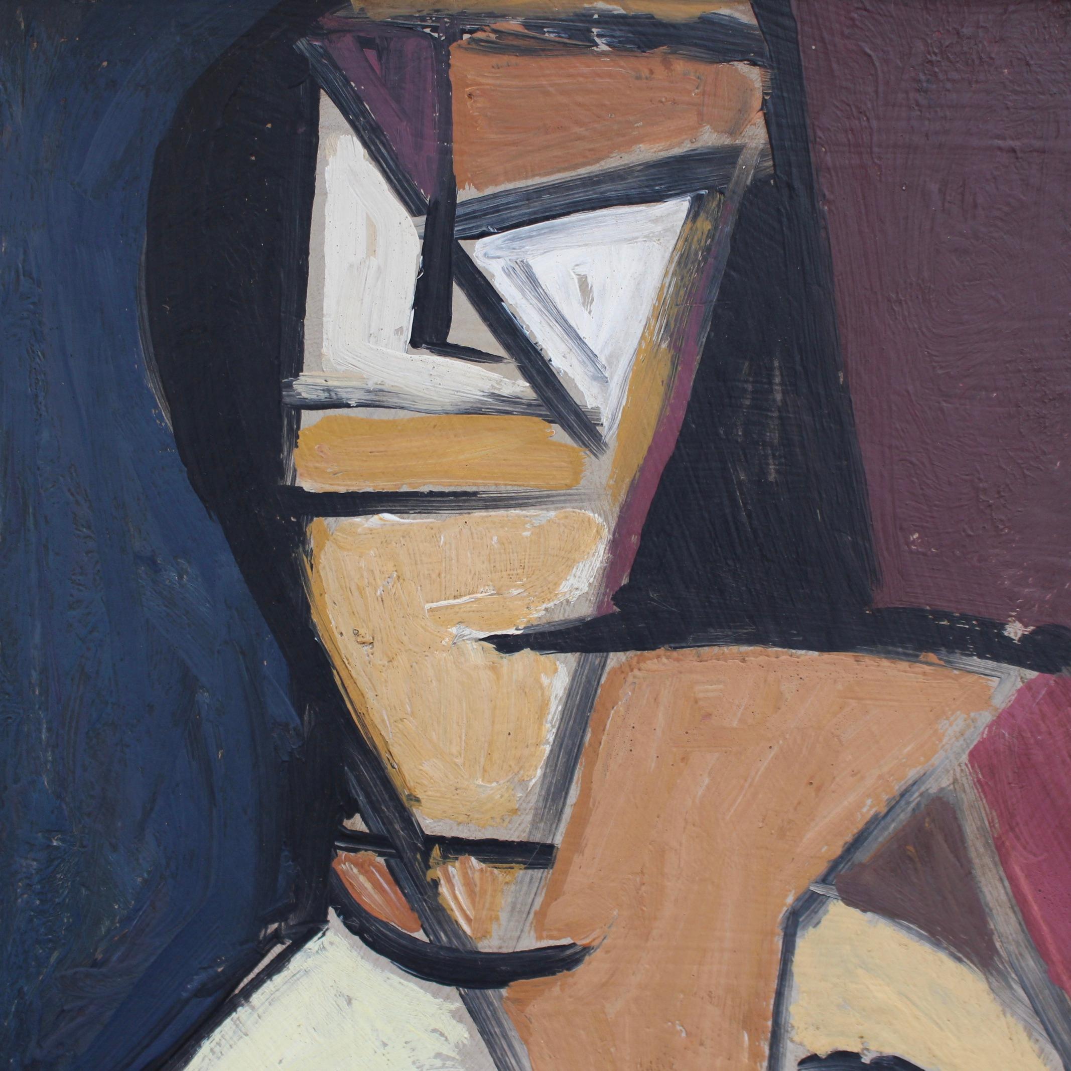 'Cubist Portrait', Berlin School  - Black Abstract Painting by Unknown