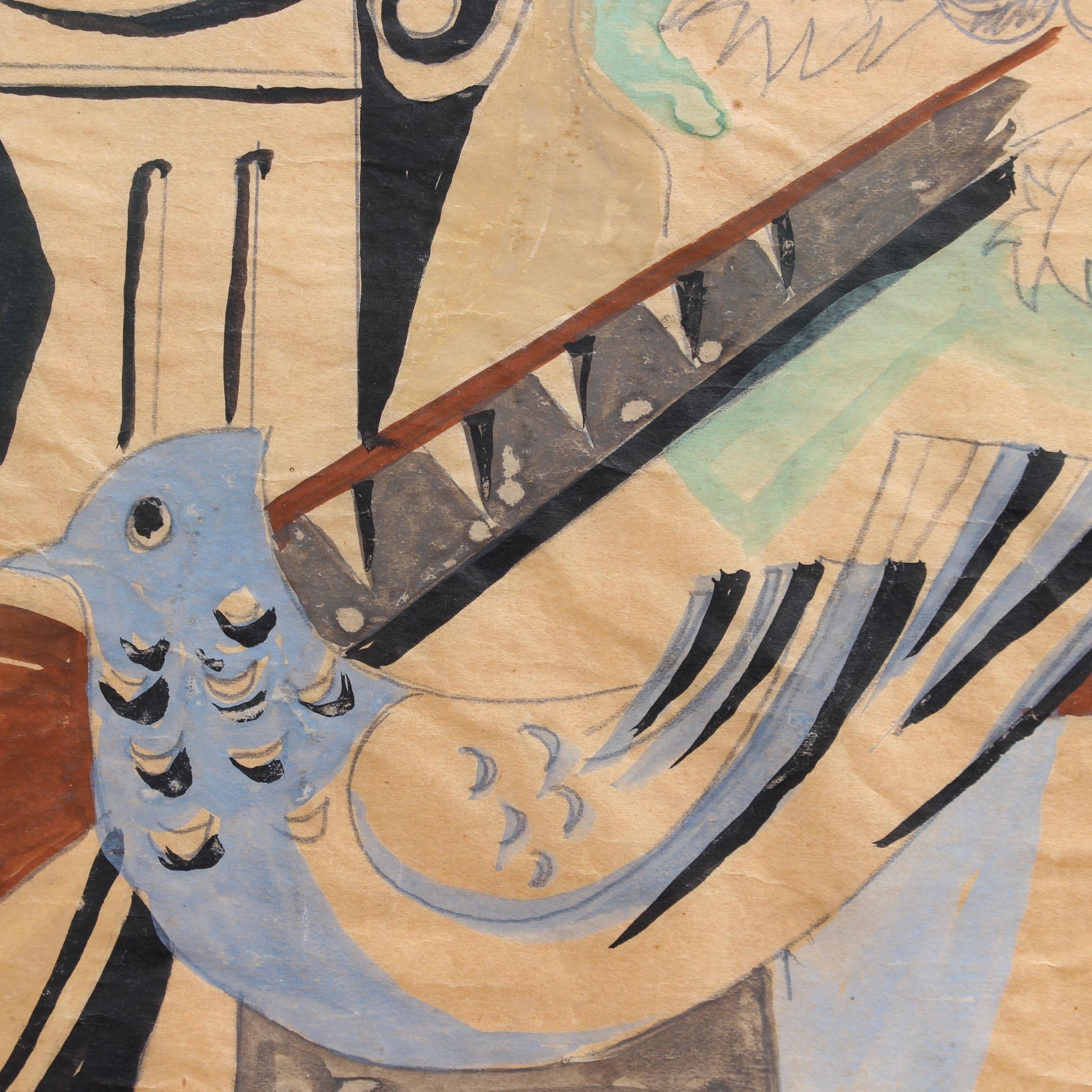 Natura morta cubista, Scuola italiana (anni '40 circa) in vendita 2
