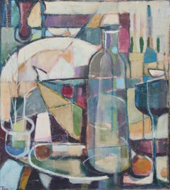 Cubist Still Life with Bottles