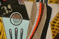 Cubist Still-life with Guitar and Black Bottle