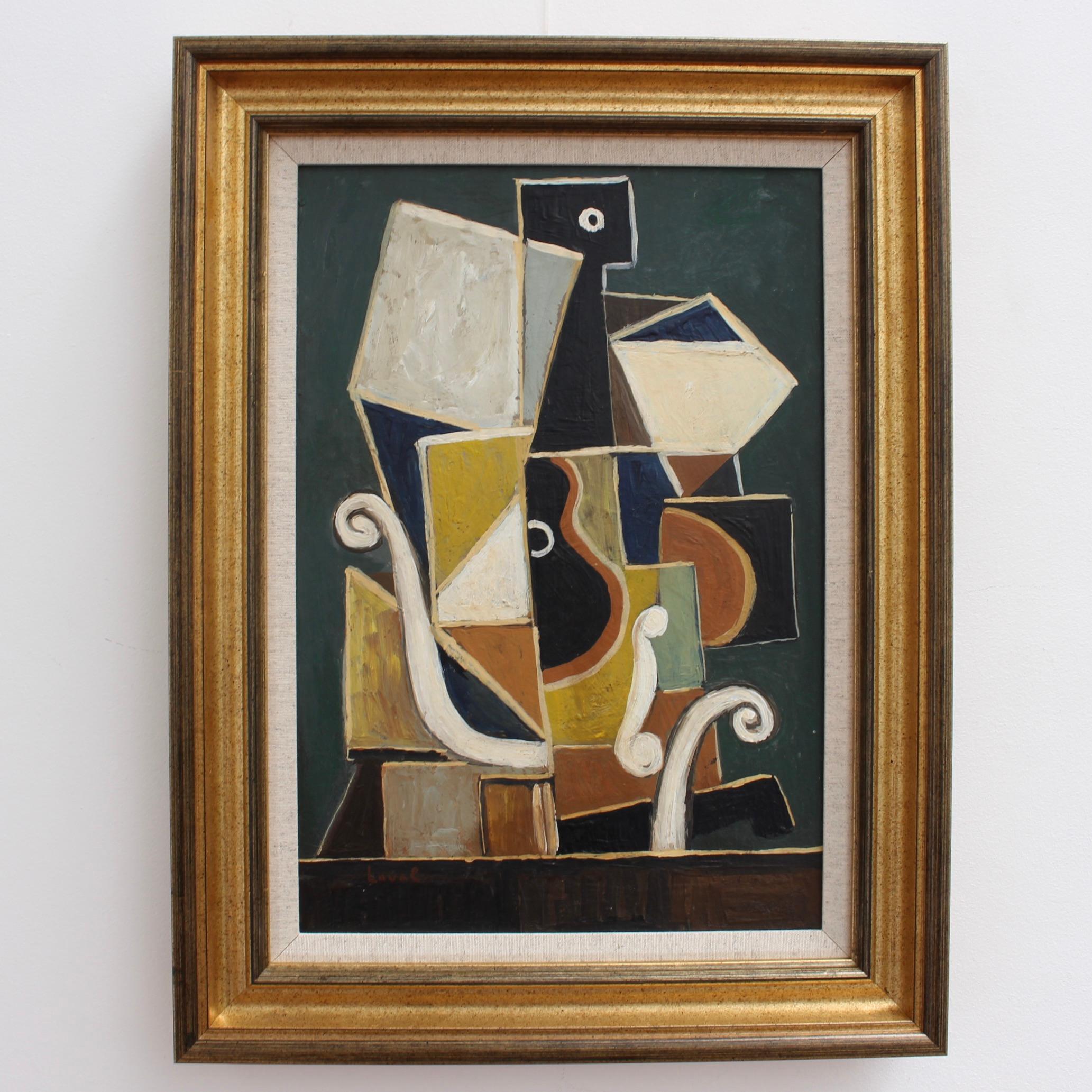 'Cubist Still Life with Guitar', Berlin School (circa 1970s) - Painting by Unknown