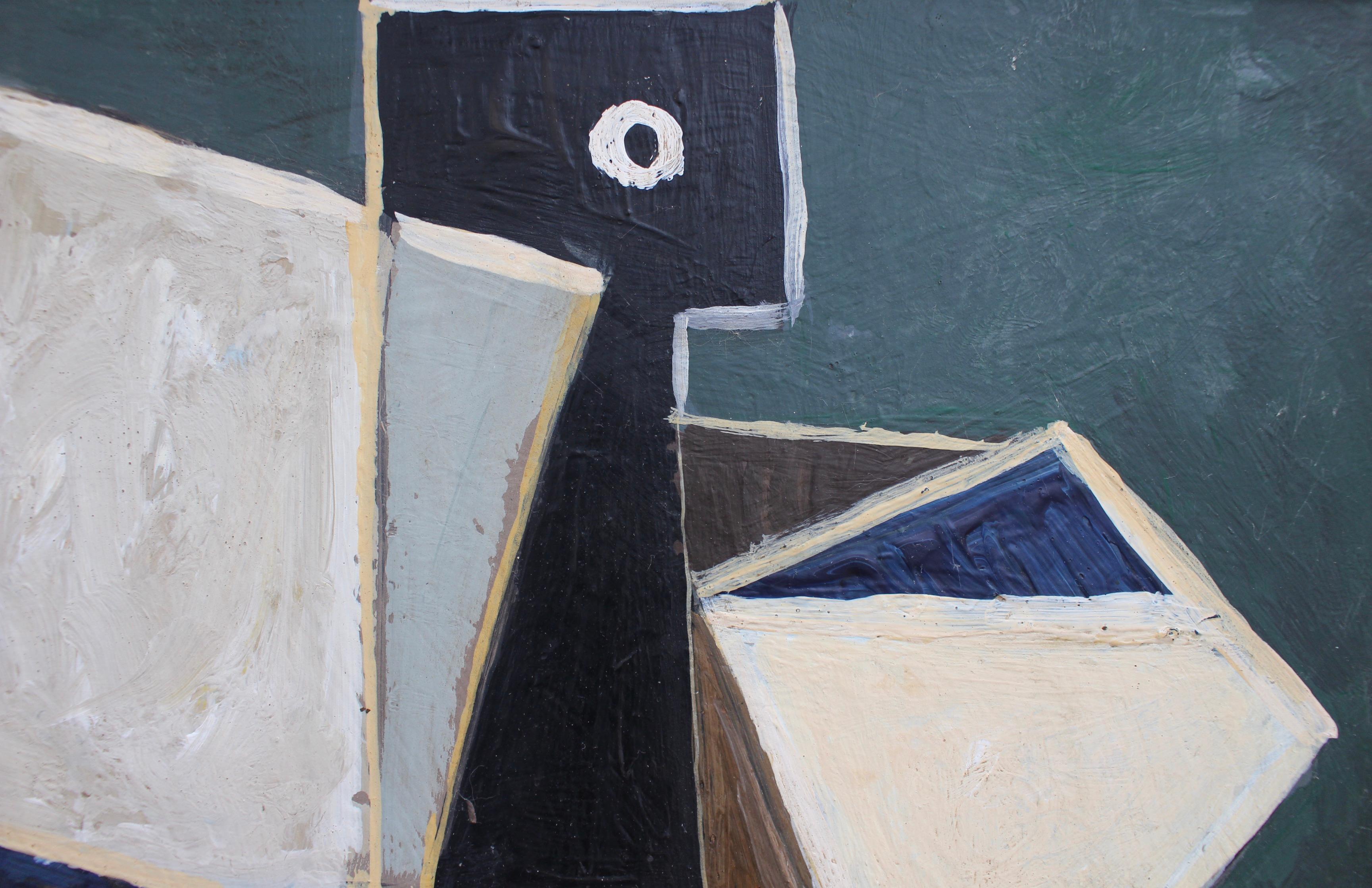 'Cubist Still Life with Guitar', Berlin School (circa 1970s) - Black Still-Life Painting by Unknown