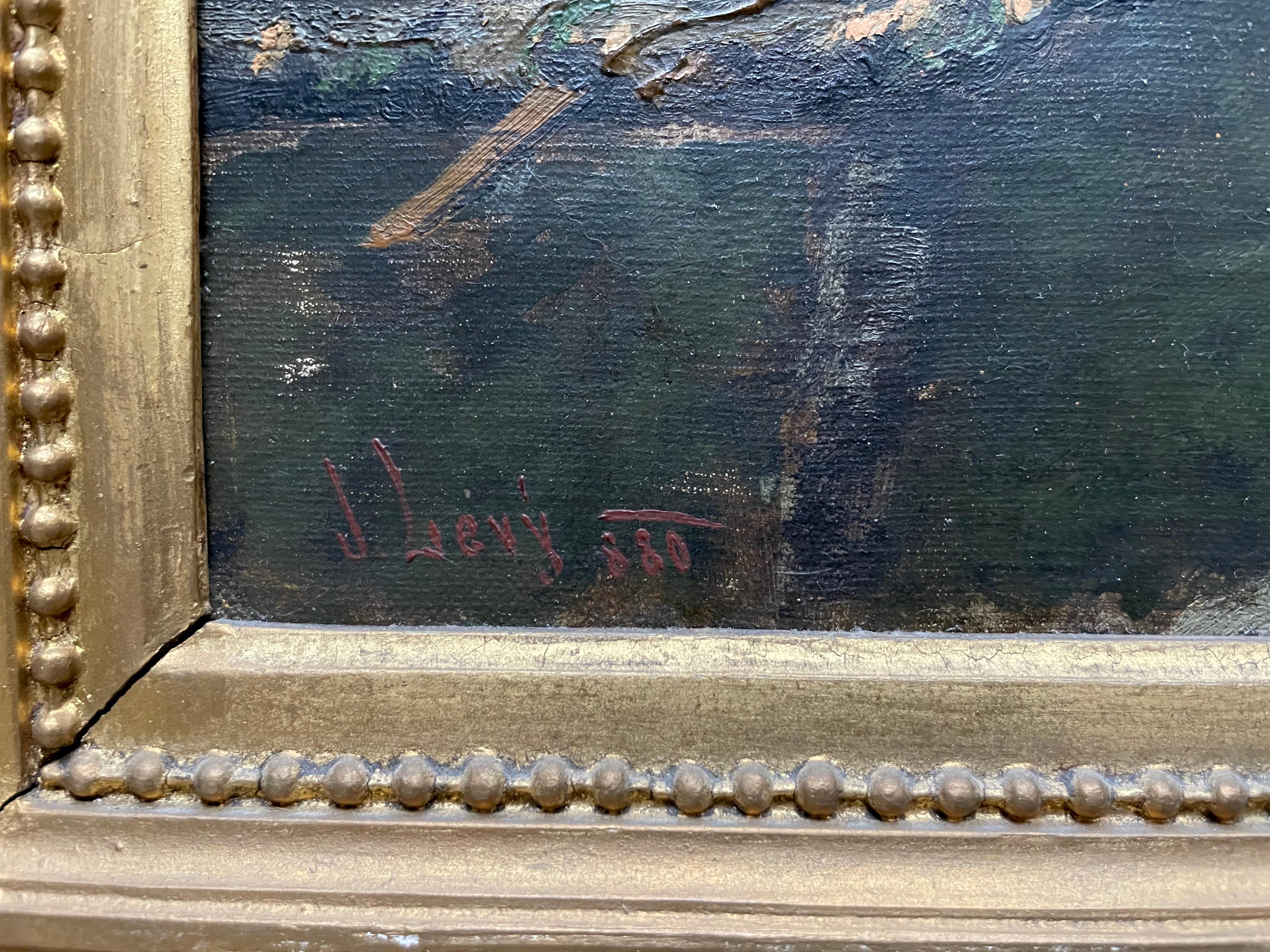Cuckoo, Oil On Canvas Signed J. Levy 1880 - Brown Animal Painting by Unknown