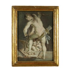 Cupid Building a Bow, Painting on Parchment Paper, 1765