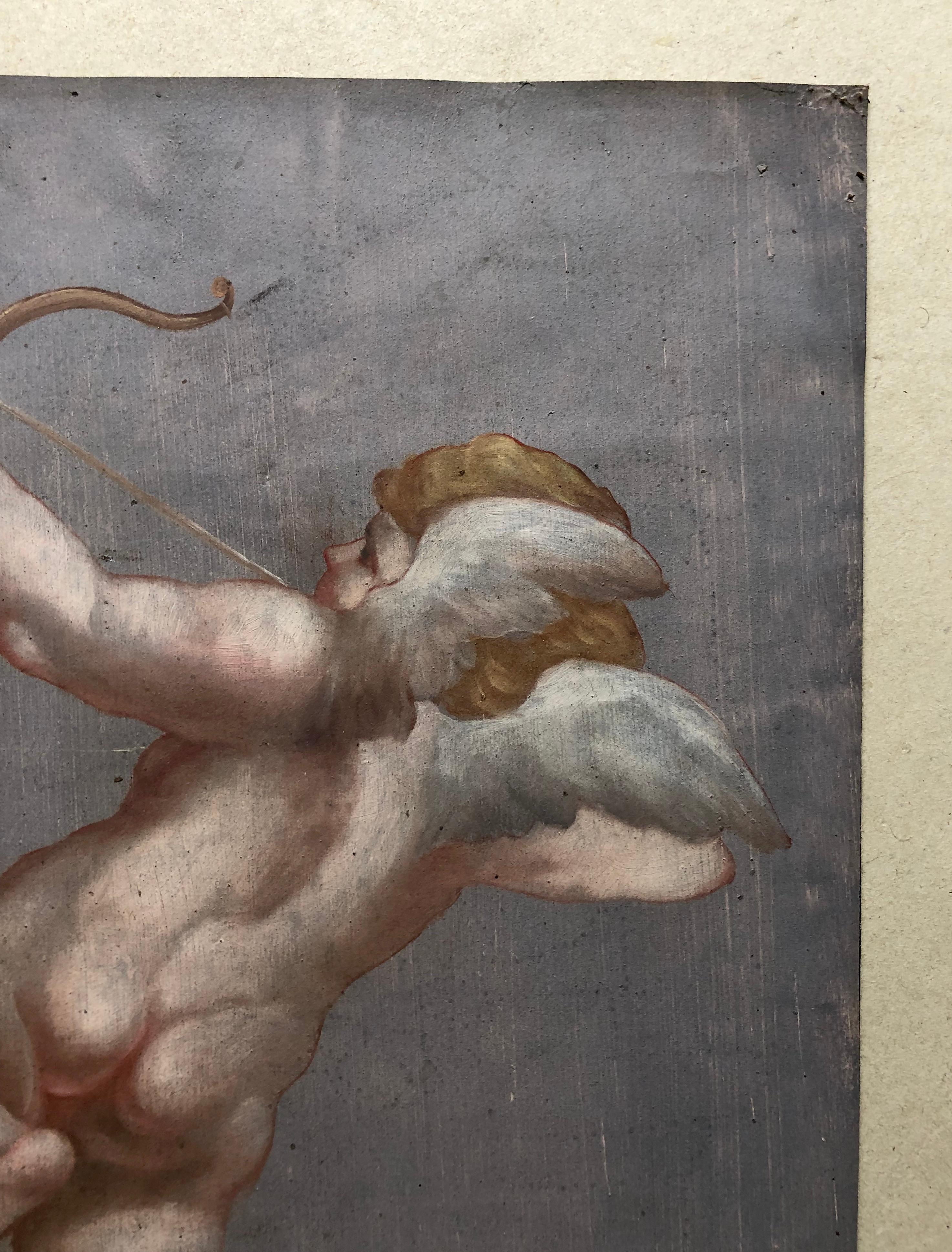 L'enfant Cupidon.
Huile sur papier, fin du XIXe siècle.



