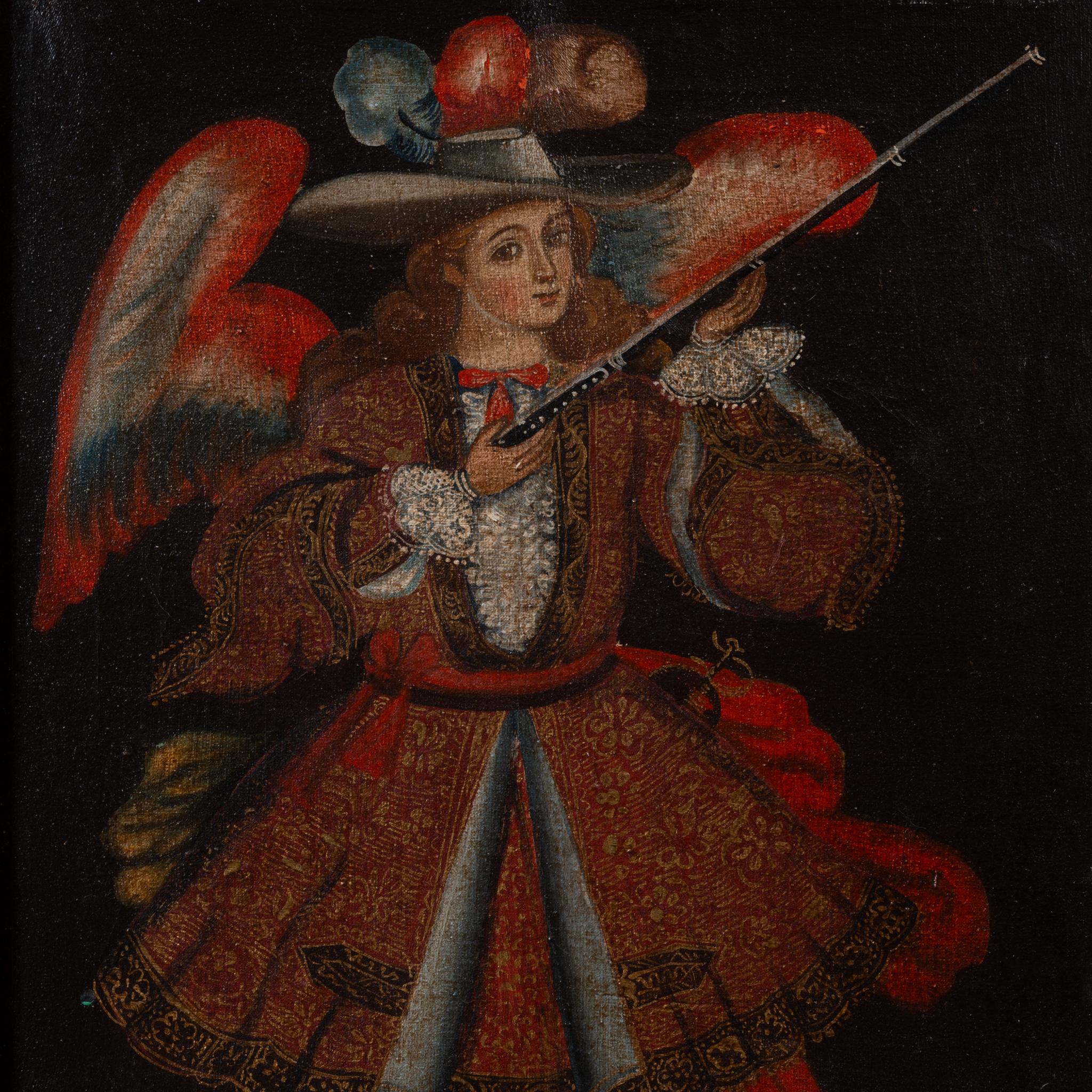 Cuzco (Cusco) School - Ángel Arcabucero (Angel with Arquebus) For Sale 2
