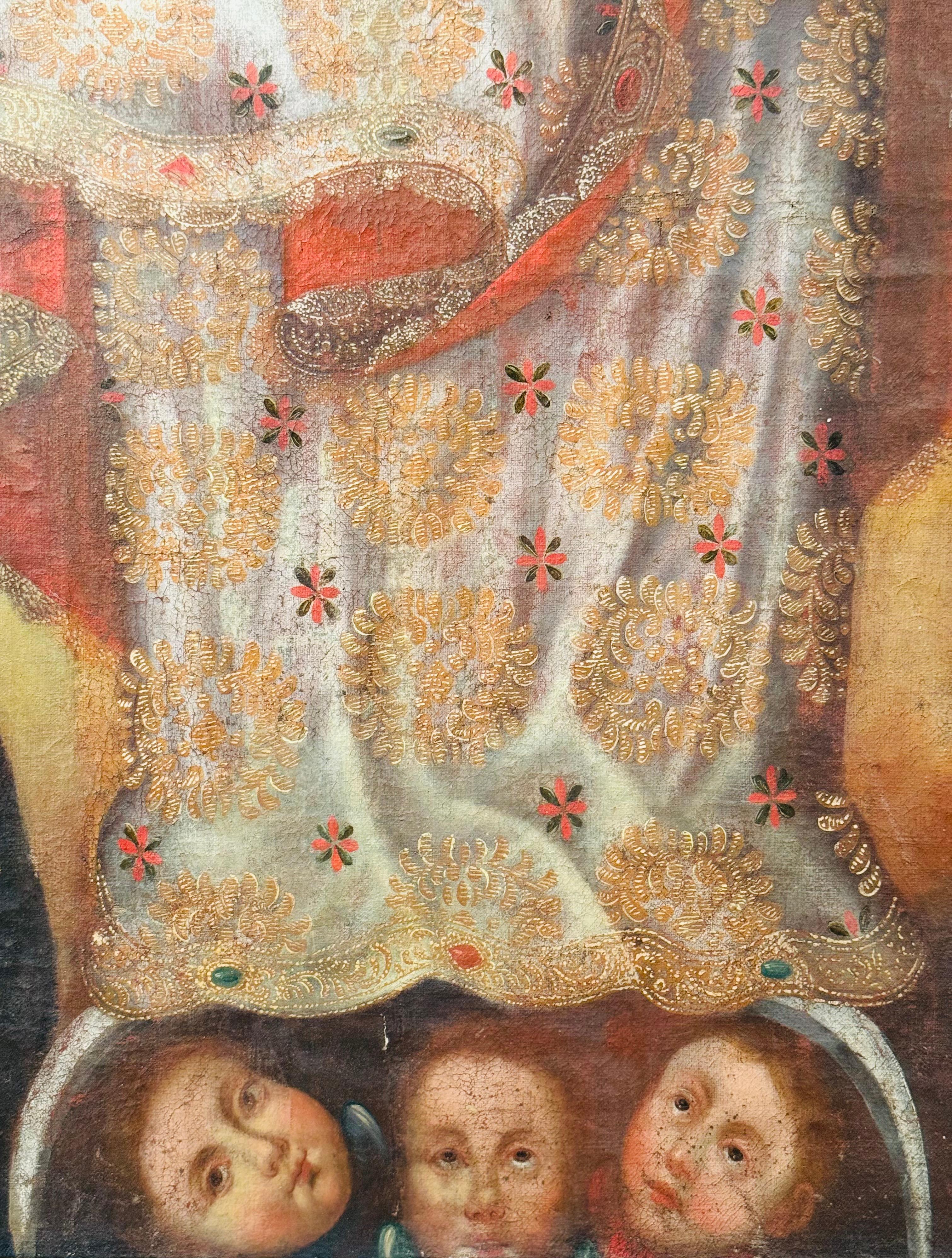 Schule von Cuzco, 18. Jahrhundert, Coronación de la Virgen im Angebot 6
