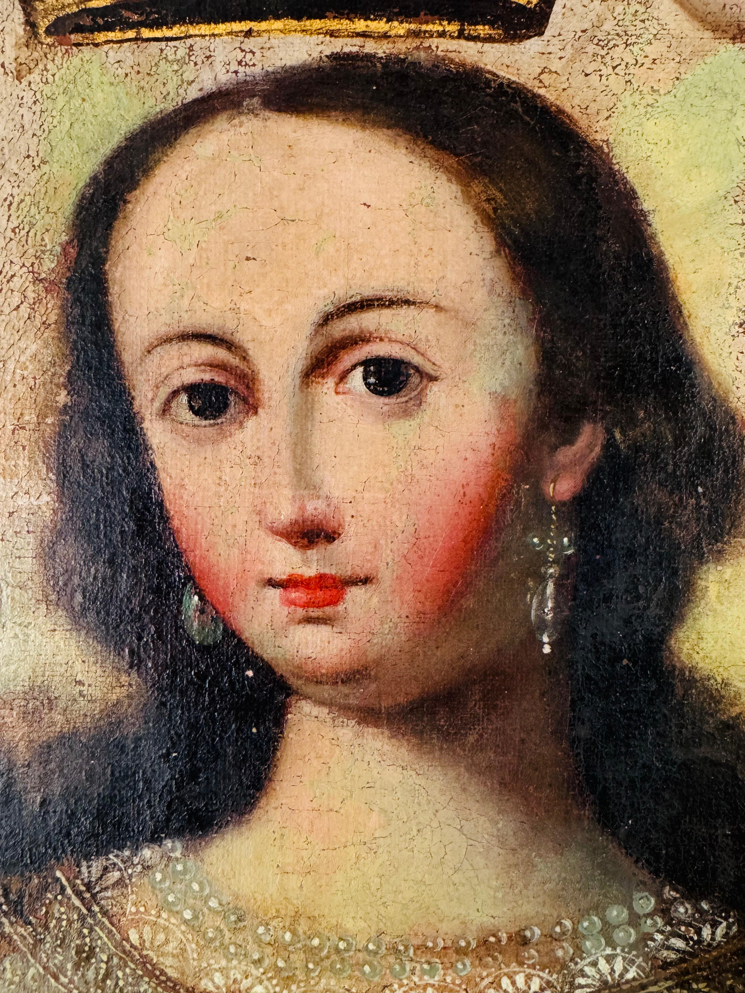 Schule von Cuzco, 18. Jahrhundert, Coronación de la Virgen (Beige), Figurative Painting, von Unknown