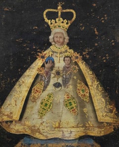 Cuzco School 18th Century Oil - King with Infant Jesus