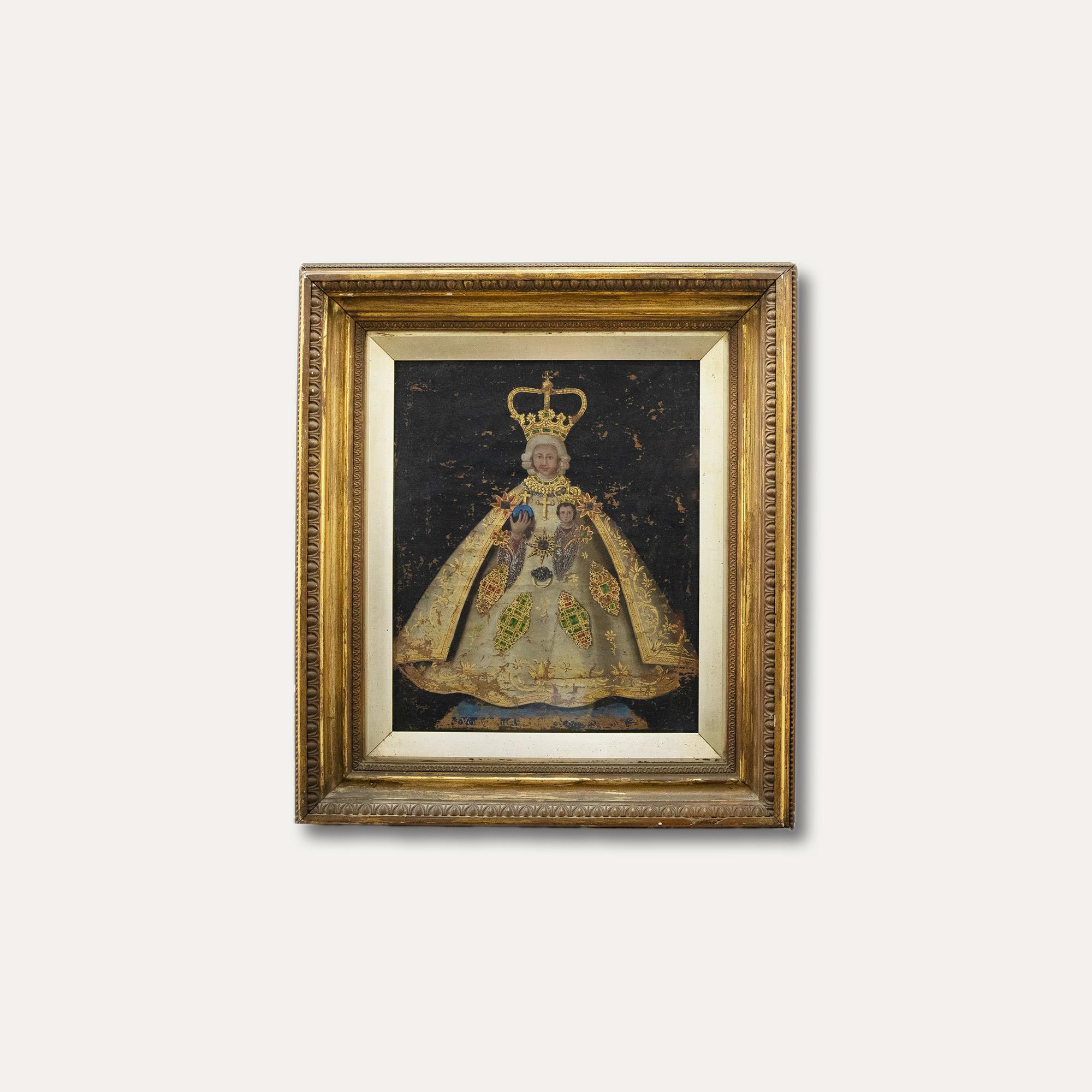 Cuzco School 18th Century Oil - King with Infant Jesus 1