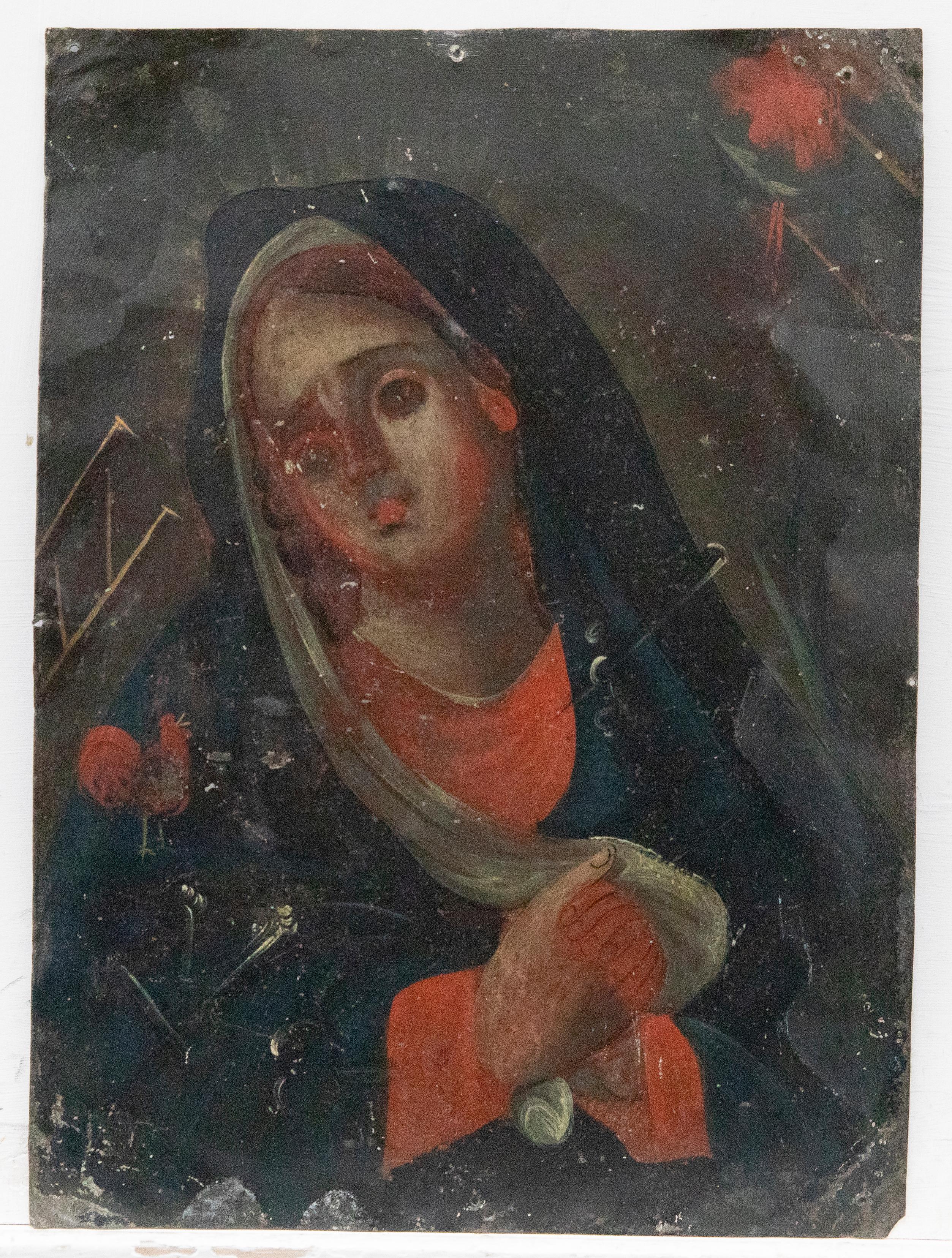Cuzco School 18th Century Oil - The Madonna - Painting by Unknown