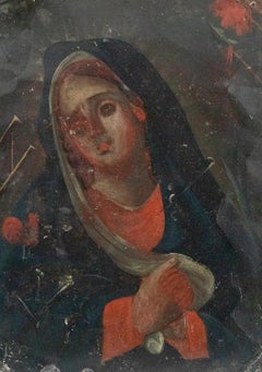 Antique Cuzco School 18th Century Oil - The Madonna