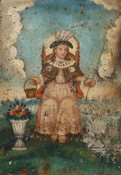 Cuzco School Early 20th Century Oil - Holy Infant of Atocha on a Mountain