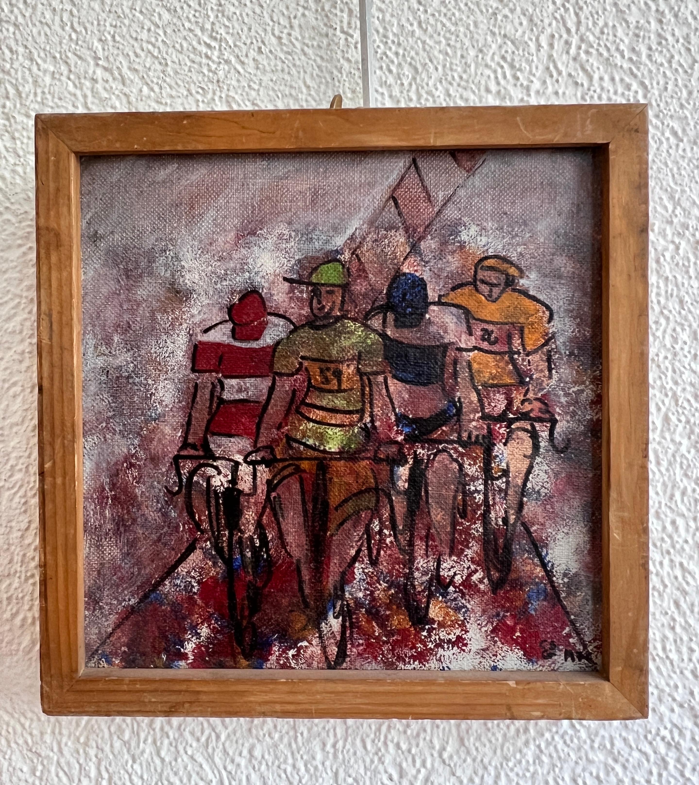 Cyclist race - Painting by Unknown