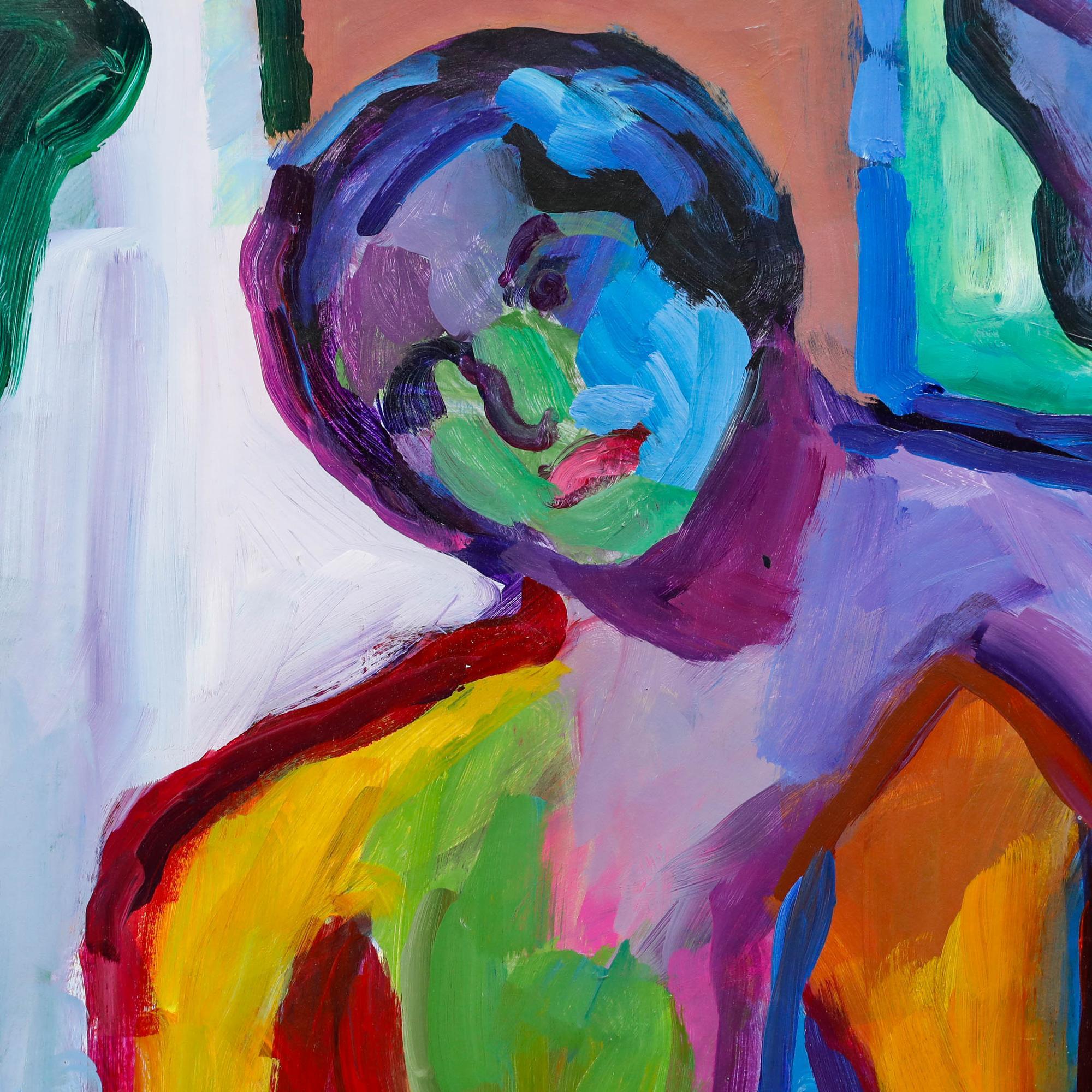 Cynthia Davis - St Ives School Contemporary Acrylic, Reflection - Black Nude Painting by Unknown