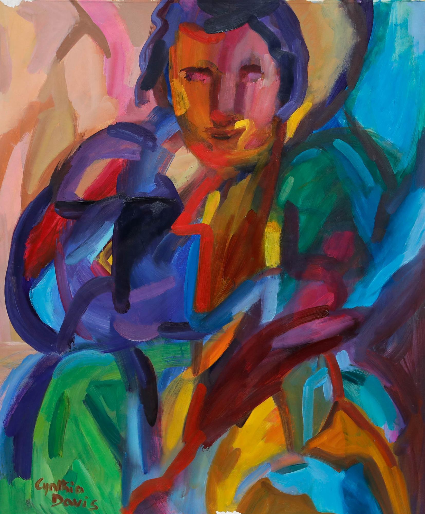 Cynthia Davis - St Ives School Contemporary Acrylic, Sumo II - Painting by Unknown