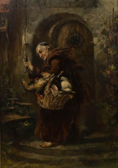 D. Erlhofer - Early 20th Century Oil, Monk at the Gate