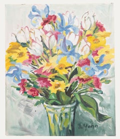 D. Hahn – Ölgemälde, Stillleben mit gemischten Blumen, 20. Jahrhundert, D. Hahn