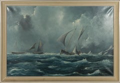 D. Hewitt - Signed & Framed 1966 Oil, , Sailing Boat on rough sea