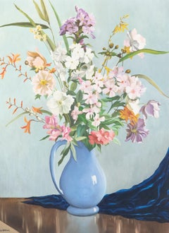Vintage D. J. Brown - 20th Century Oil, Cosmos and Freesias