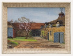 Vintage D. L. Chalk - Framed 20th Century Oil, Farmyard in Spring