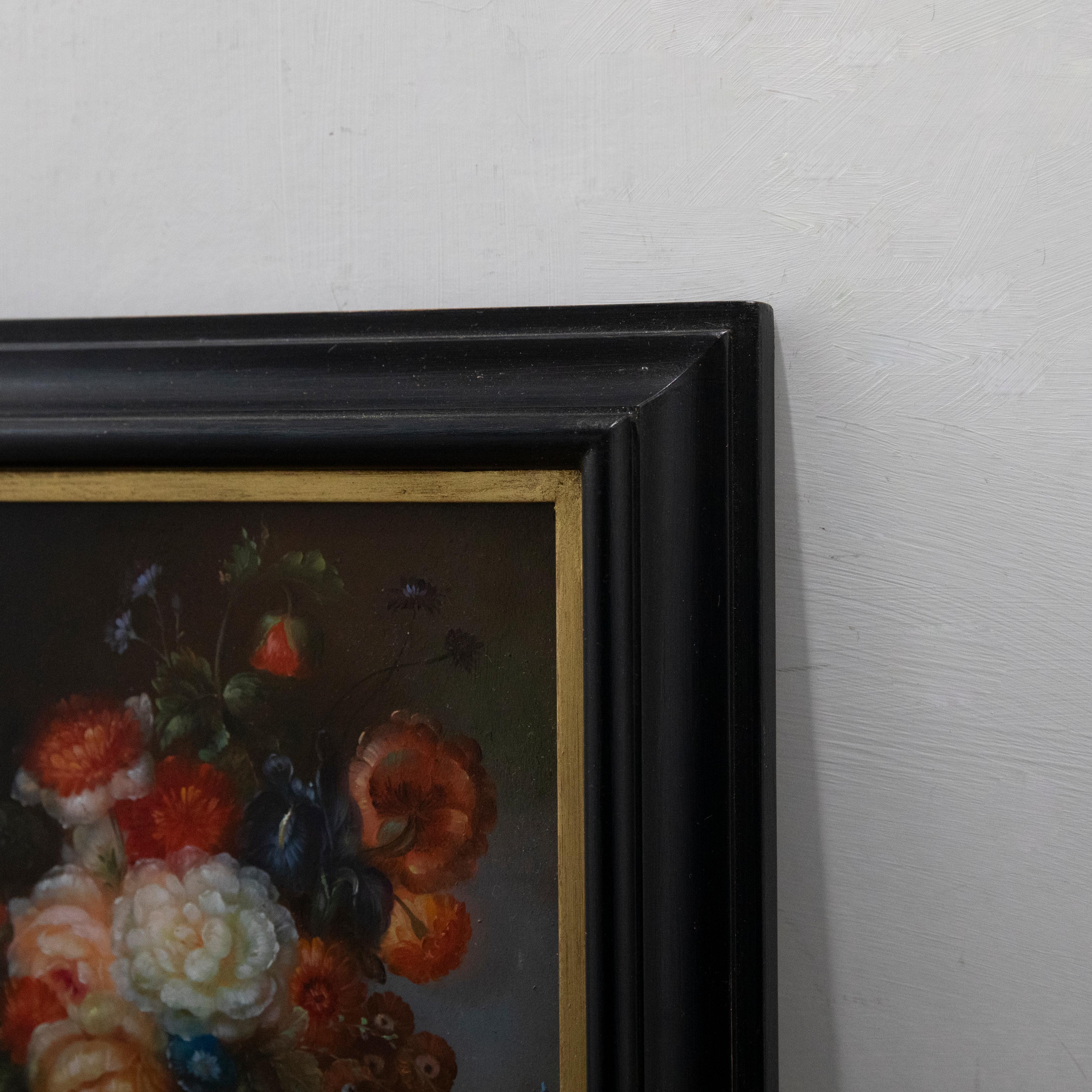 D. Marten - Framed 20th Century Oil, Still Life of Flowers in a Urn For Sale 2